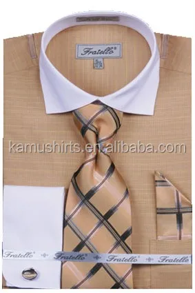 Men's Dress Formal Shirts With Tie Cufflinks Set
