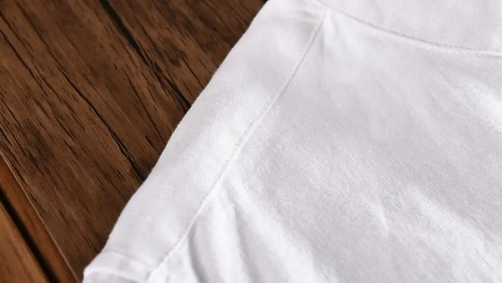 Men's Short Sleeve Mandarin Collar Solid Color Linen Cotton Shirt