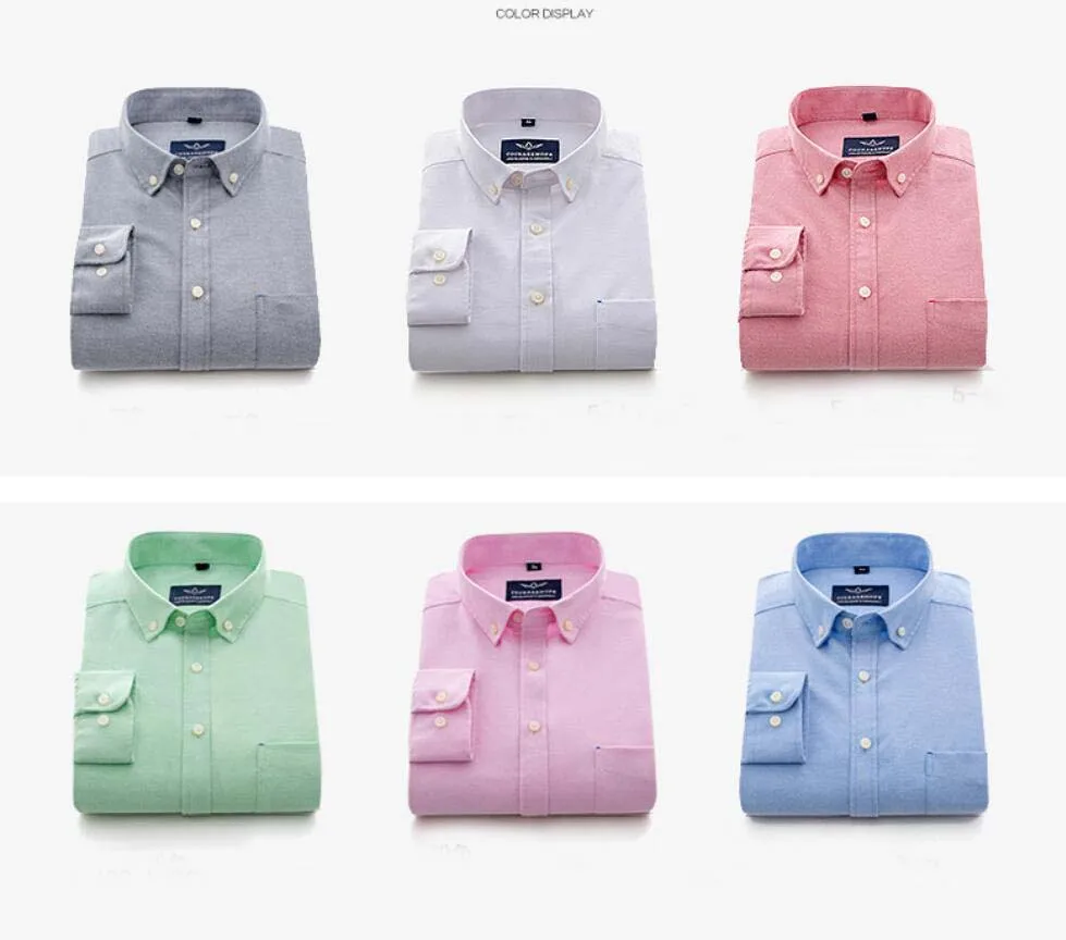 Factory Wholesale Solid Plus Size Button Down Collar Long Sleeve Oxford Shirts for Men