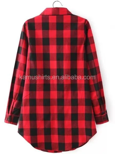 Ladies Long Boyfriend Flannel Checked Shirts