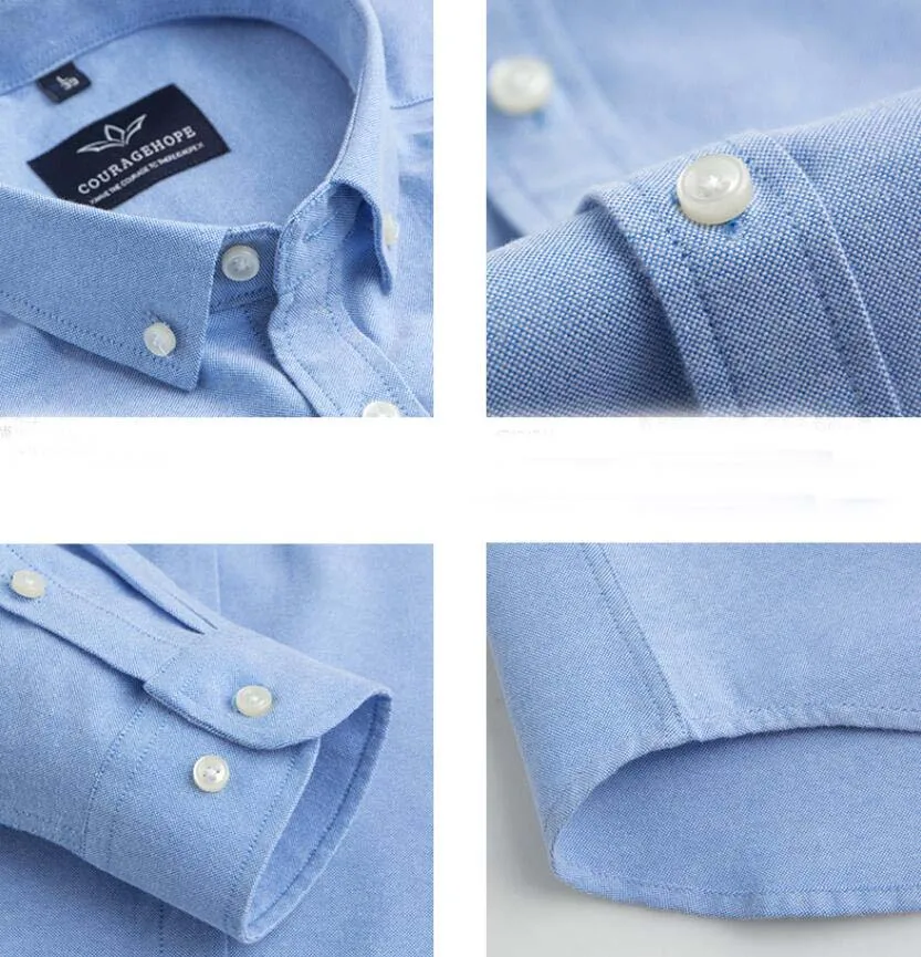 Factory Wholesale Solid Plus Size Button Down Collar Long Sleeve Oxford Shirts for Men