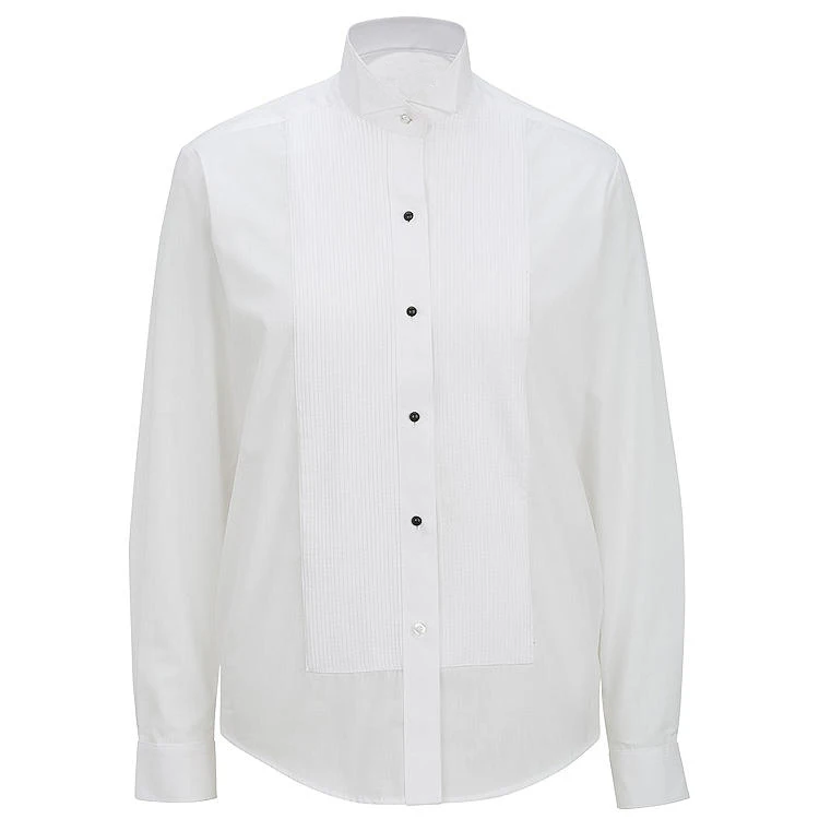 Mens Pique-Front Pleats Front Wingtip-Collar Tuxedo Dress Shirt