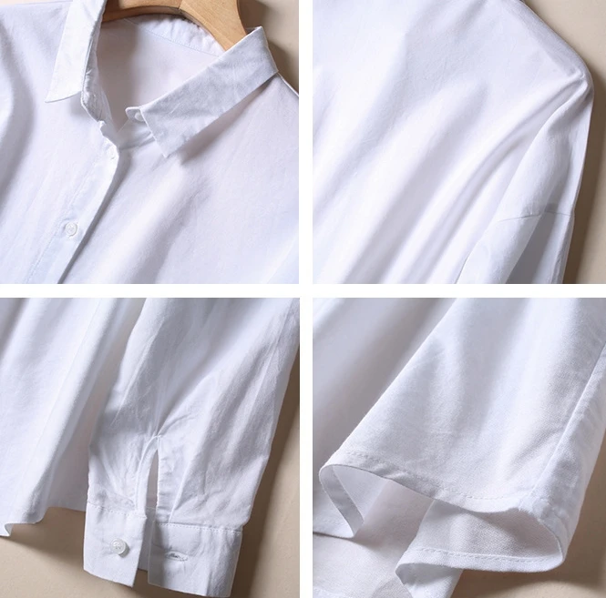 Modest Blouses & Shirts White Women Loose Cotton Oxford Oversize Blouse for Lady Wear