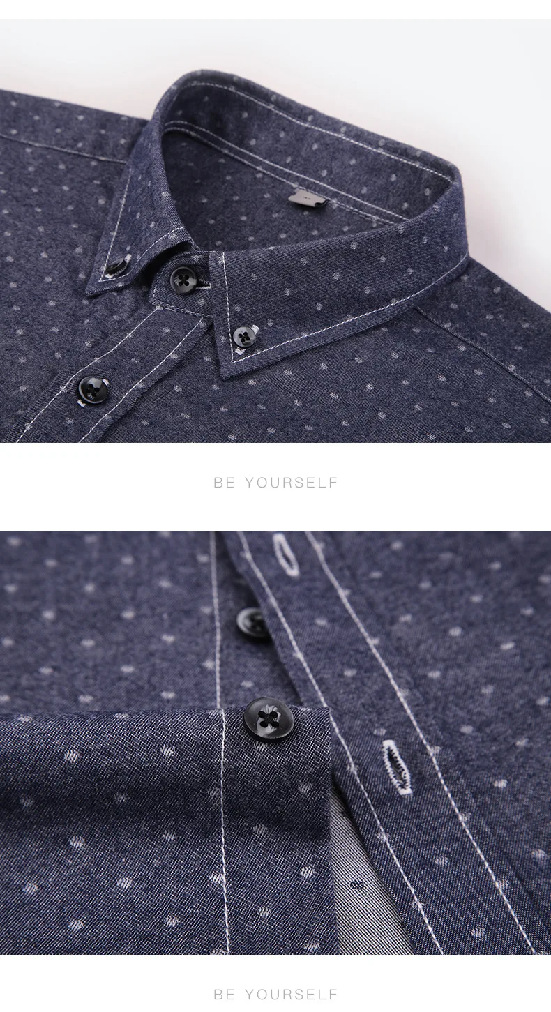 Men's Pure Cotton Regular Fit Printed Shirt Button Down Collar Polka Dot Print Shirt for Men