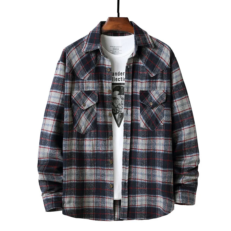 2022 New Latest Men's Long Sleeve Shirts Fashionable Cotton Flannel Shirts for Men