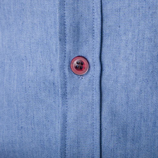 Solid Color Plus Size Denim Shirt Collar and Cuff Contrast Long Sleeve Denim Shirt for Men