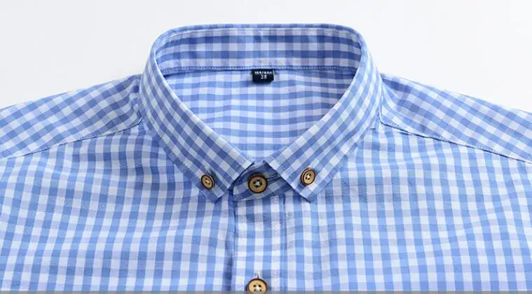 Mens Tailored Fit Button Down Cotton Check Shirts Plaids Shirts for Man