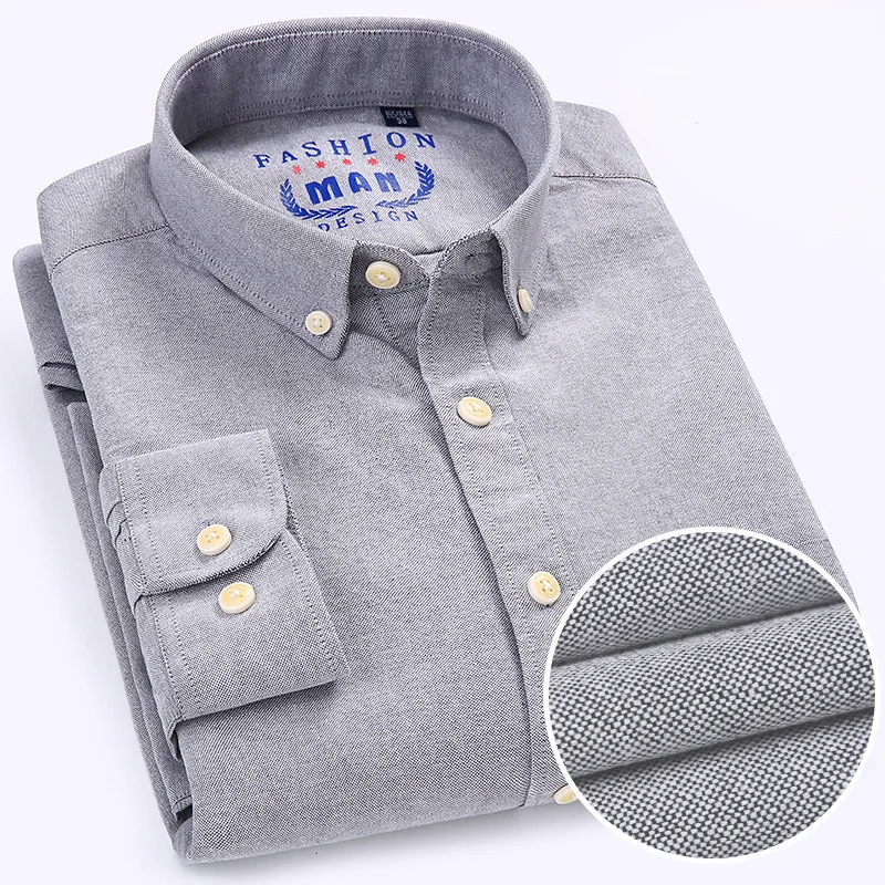 Mens Pure Cotton Long Sleeve Oxford Shirt Button Down Collar Oxford Shirts for Men