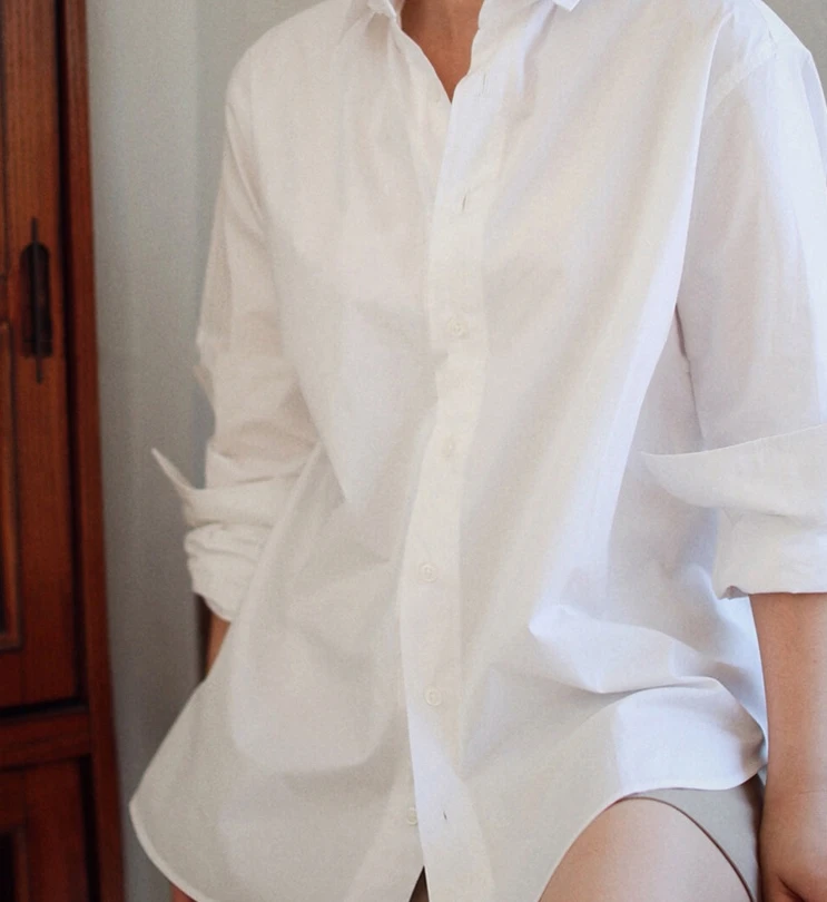 Modest Blouses & Shirts White Women Loose Cotton Oxford Oversize Blouse for Lady Wear