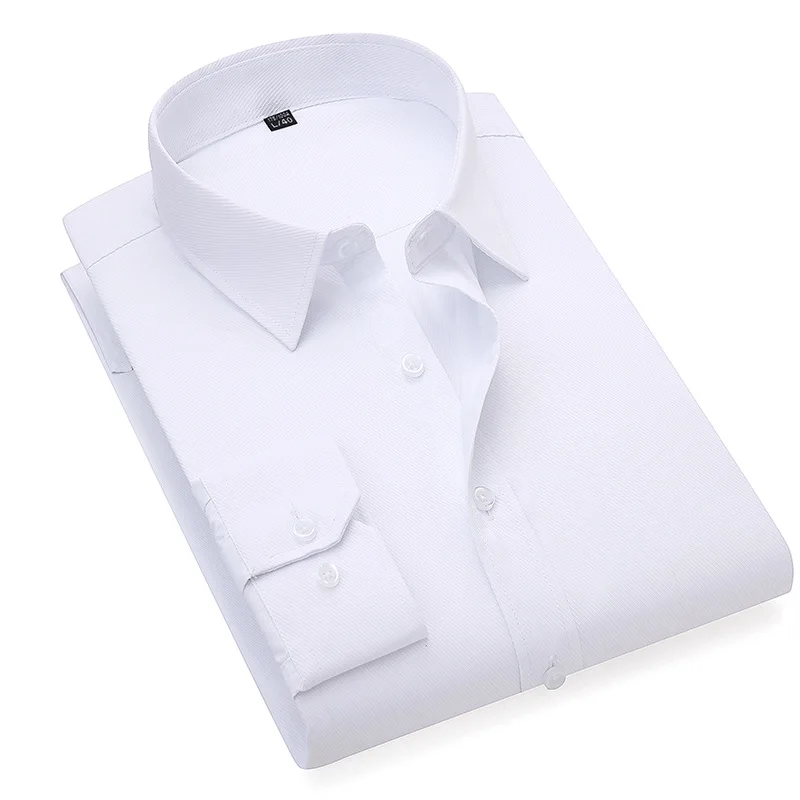 Spring and Autumn Men's Solid Dress Shirts Long Sleeve Business Casual Twill Shirt Working Clothes