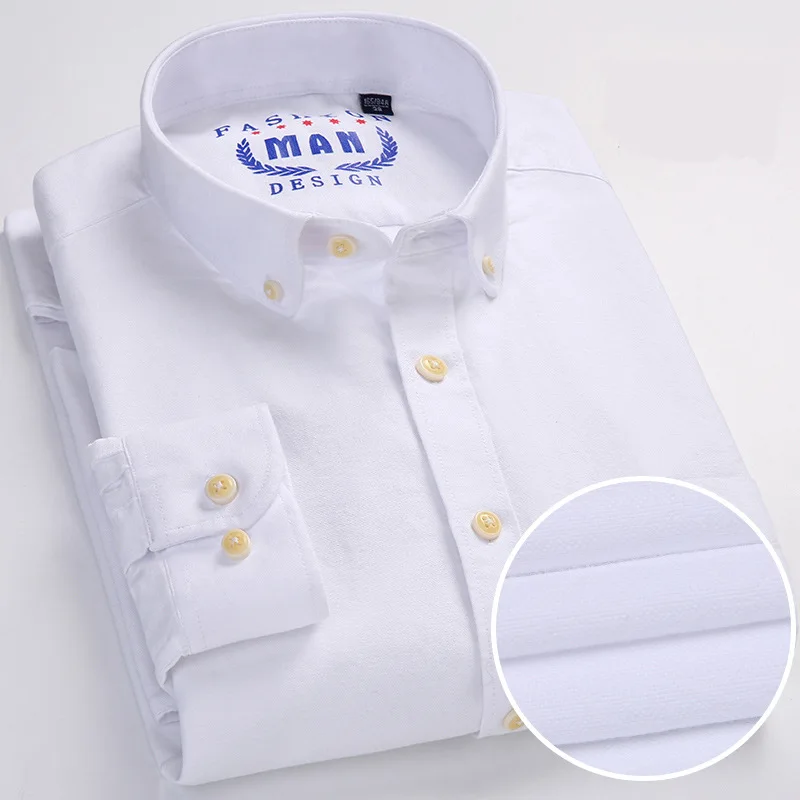 Mens Pure Cotton Long Sleeve Oxford Shirt Button Down Collar Oxford Shirts for Men