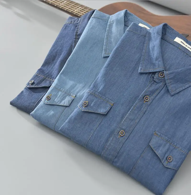 Plain Dyed Men Cotton Denim Jeans Shirts China Manufacturer