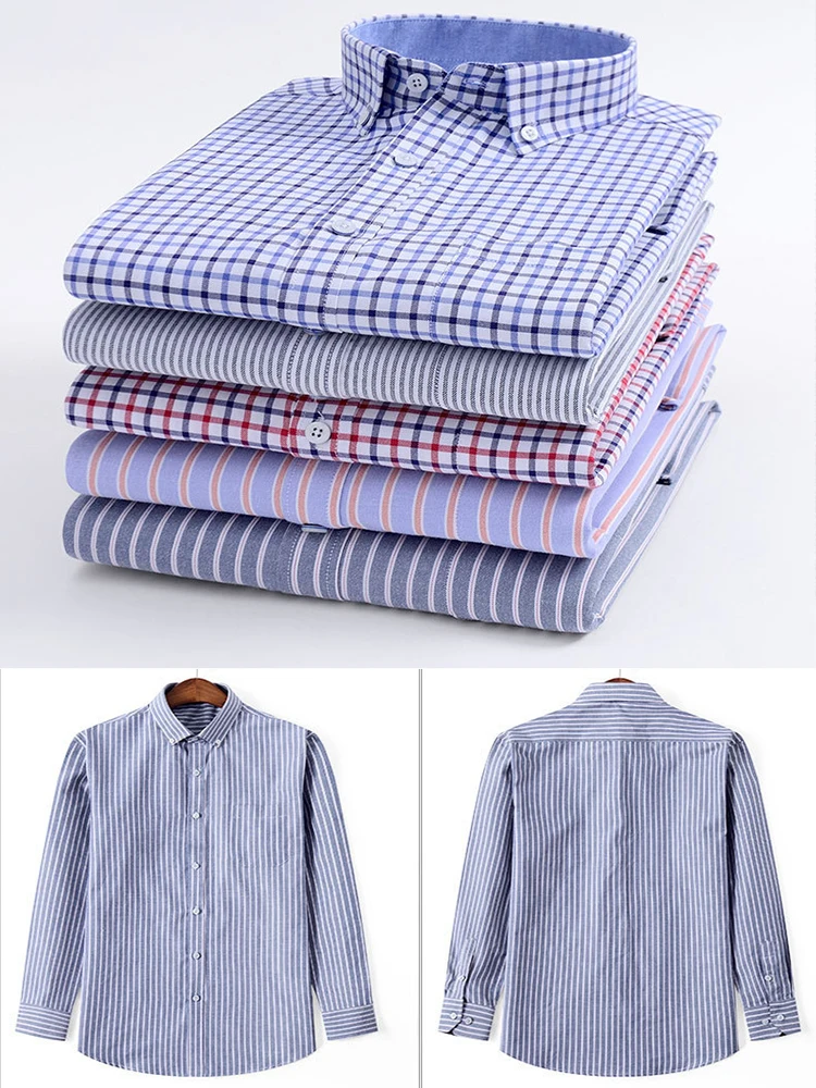 New Wholesale Plaid Polyester Cotton Men's Shirts Long Sleeve Shirts for Men