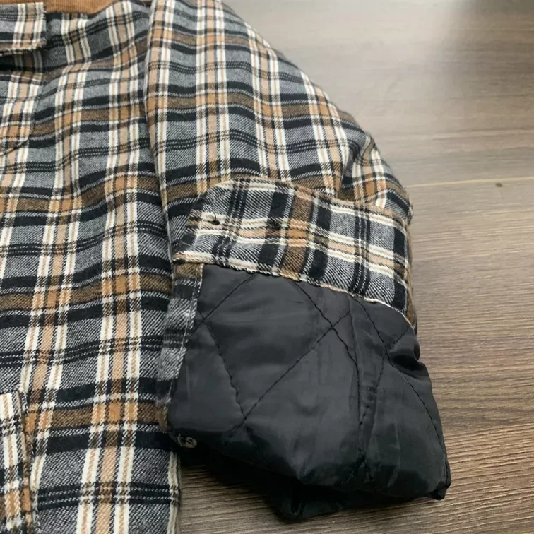 Mens Winter Warm Sherpa Fleece Padded Flannel Shirts
